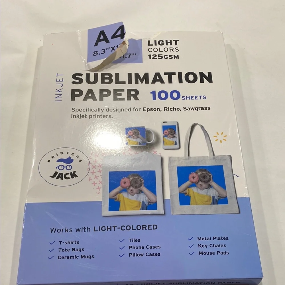 Printers Jack ink jet Sublimation Paper for Light Colors 125gsm open package